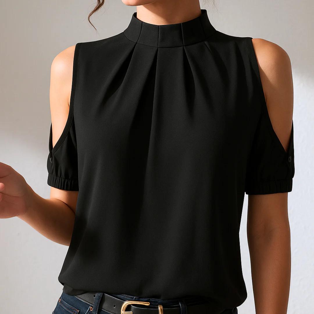 Naomi Pleated Off-Shoulder Blouse