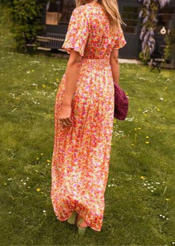 Elegant V-Neck Floral Dress