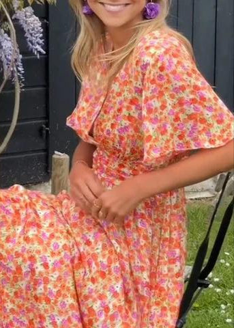 Elegant V-Neck Floral Dress