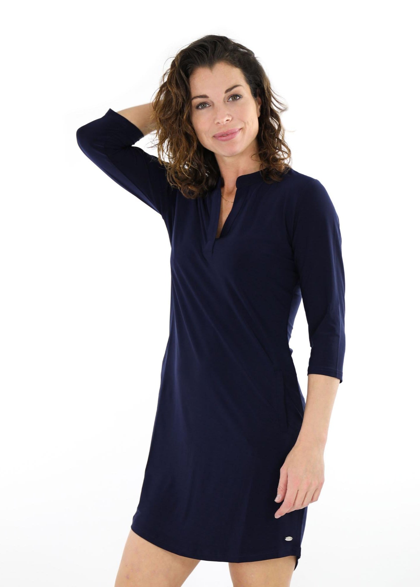 Solid V-Neck Dress