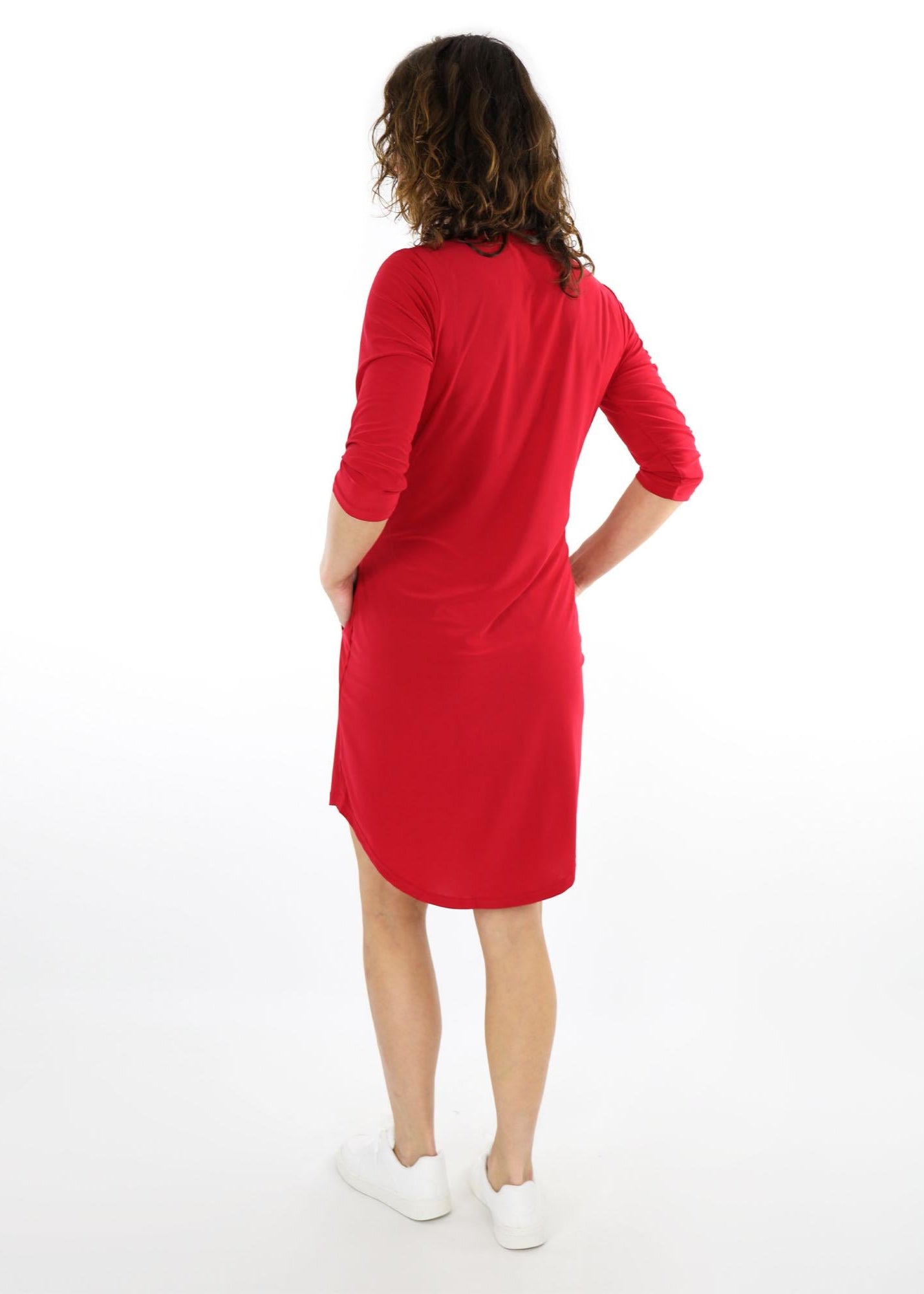 Solid V-Neck Dress