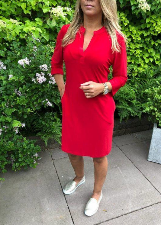 Solid V-Neck Dress