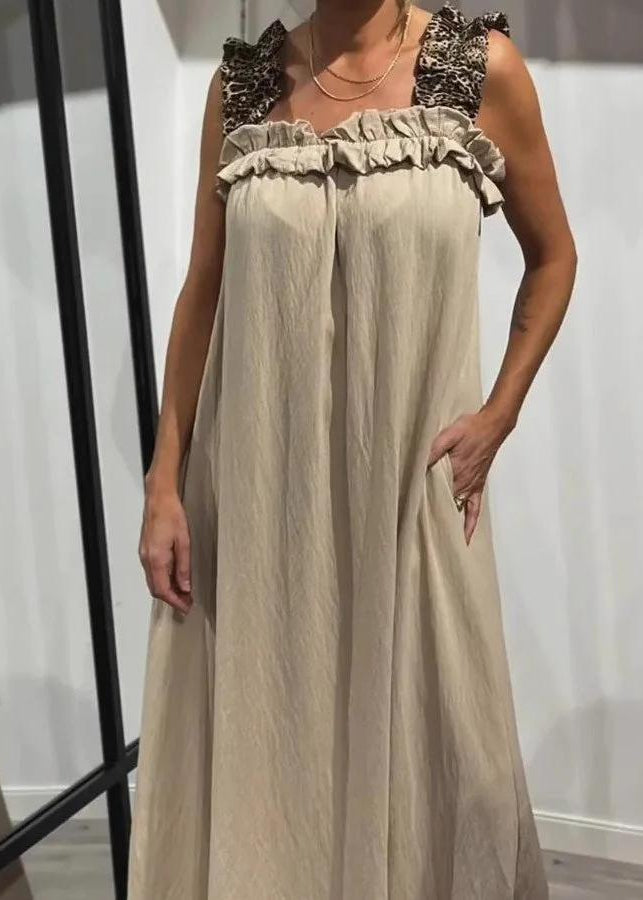 Leopard Strap Sleeveless Maxi Dress