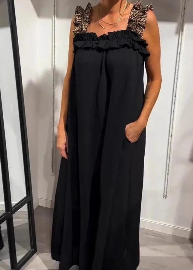 Leopard Strap Sleeveless Maxi Dress
