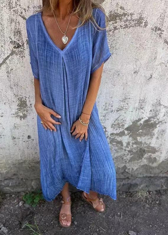 Breezy V-Neck Cotton-Linen Dress