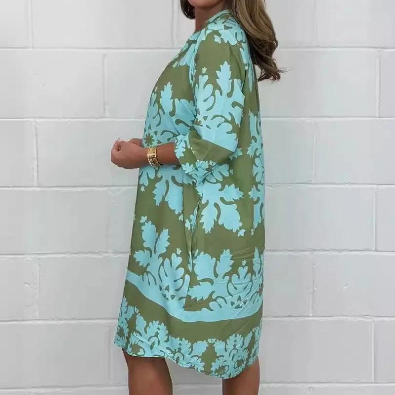Printed V-Neck Spring Dress