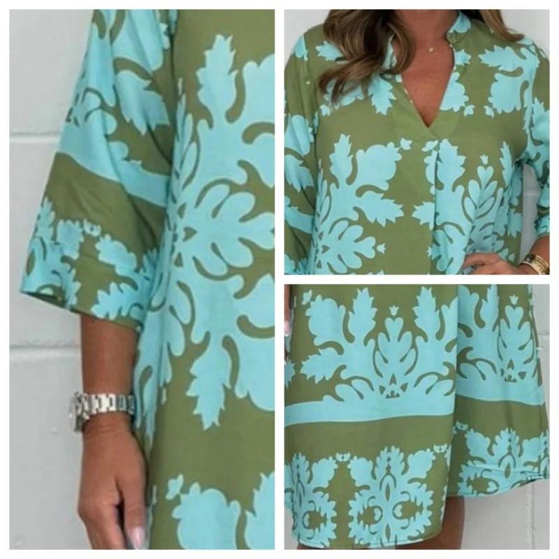 Printed V-Neck Spring Dress
