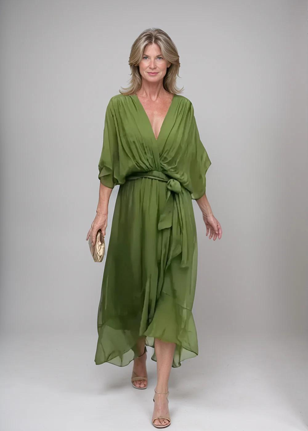 Chiffon Wrap Midi Dress