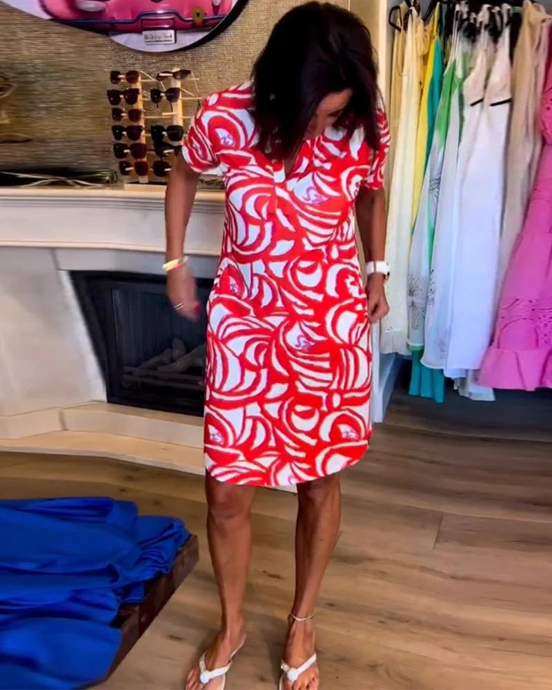 Printed V-Neck Dress