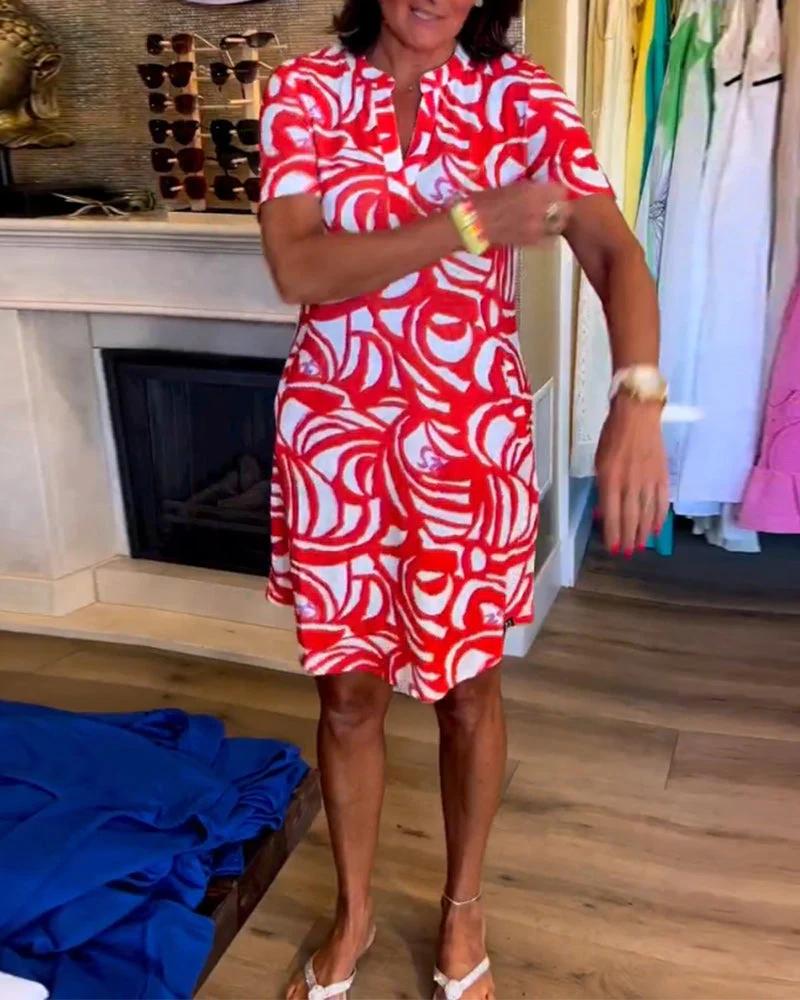 Printed V-Neck Dress