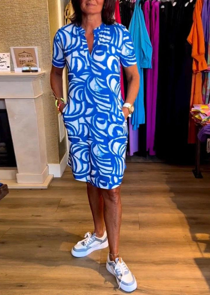 Printed V-Neck Dress