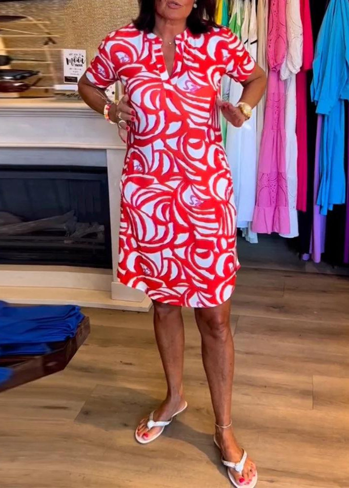 Printed V-Neck Dress