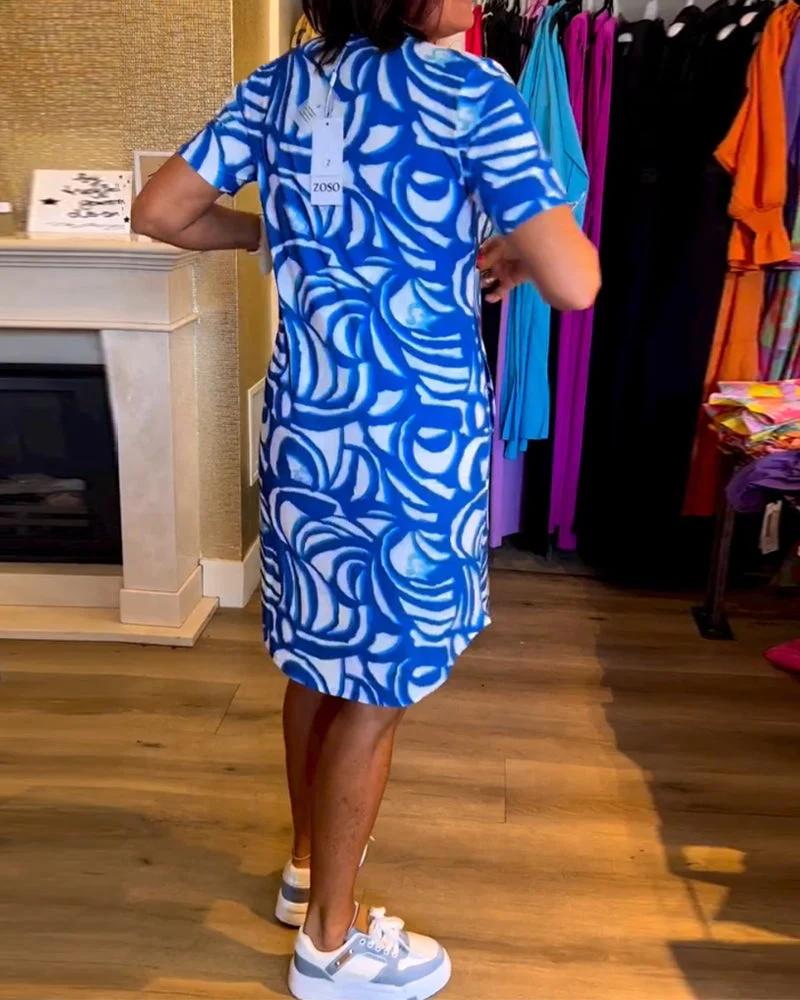 Printed V-Neck Dress