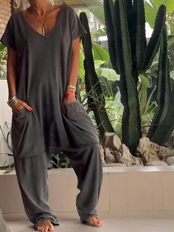 Lily Casual V-Neck Oversized Jumpsuit