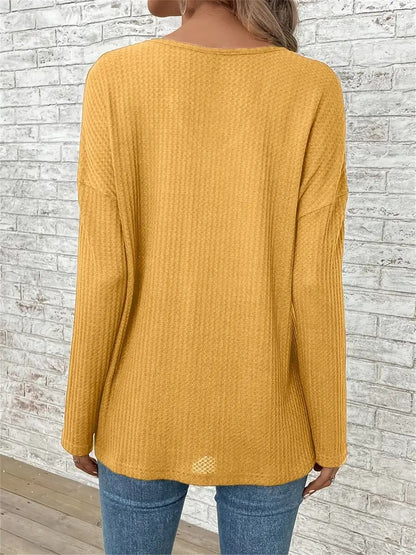 Casual V-Neck Long Sleeve Top