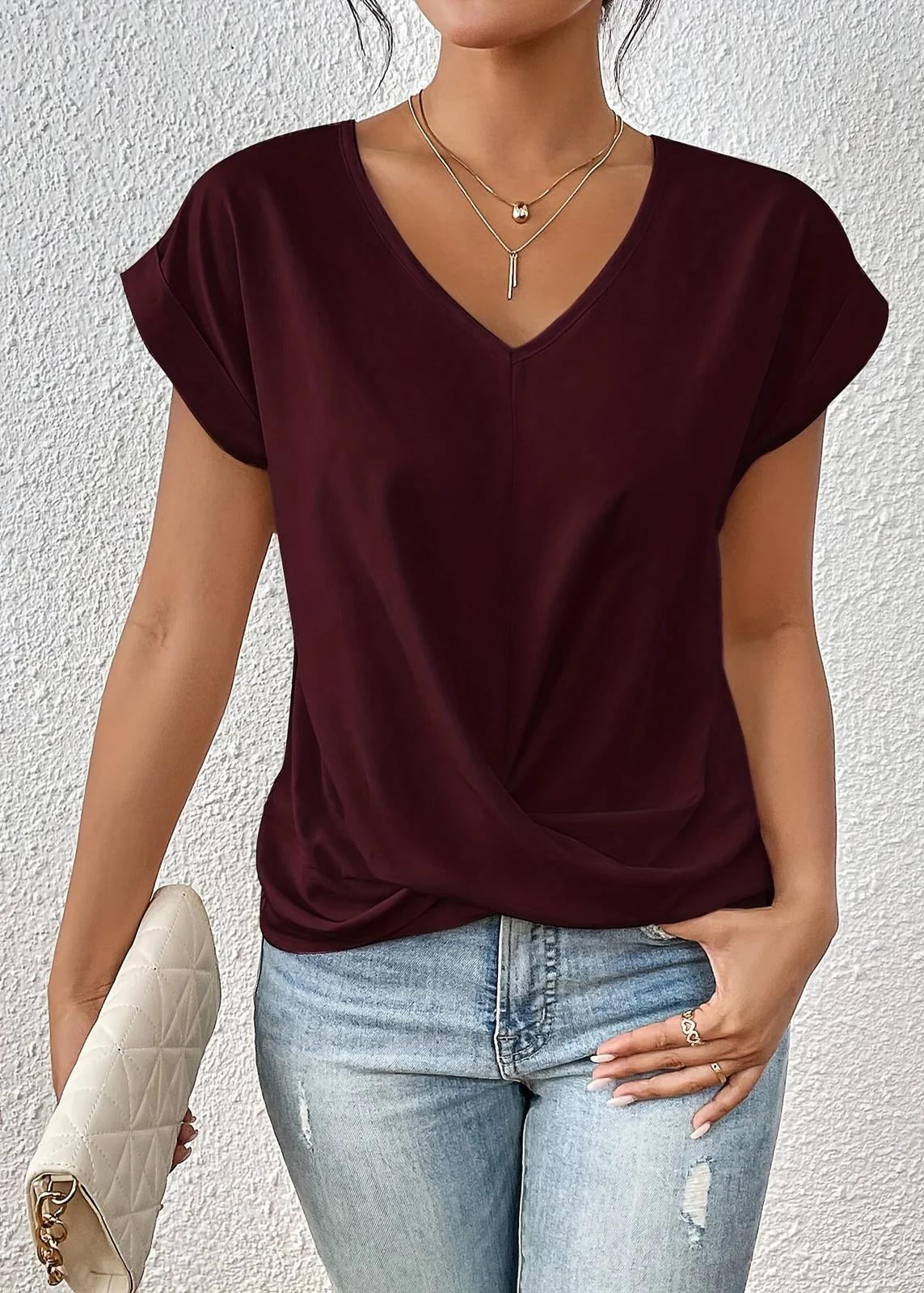 Casual Sweetheart Neckline T-Shirt
