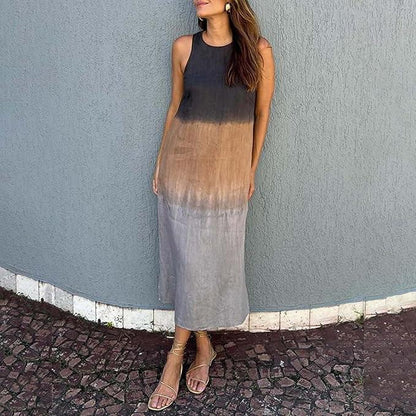 Casual Sleeveless Tie-Dye Dress