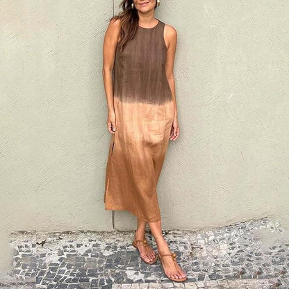 Casual Sleeveless Tie-Dye Dress