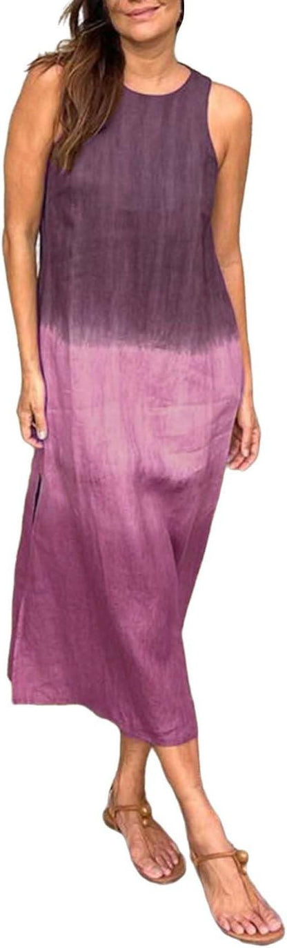 Casual Sleeveless Tie-Dye Dress