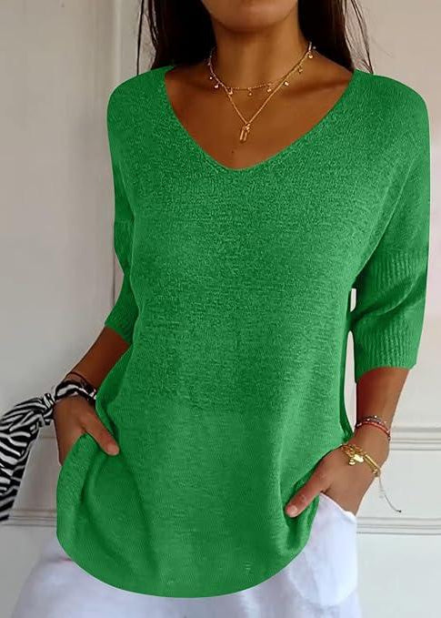 Knitted V-Neck Top