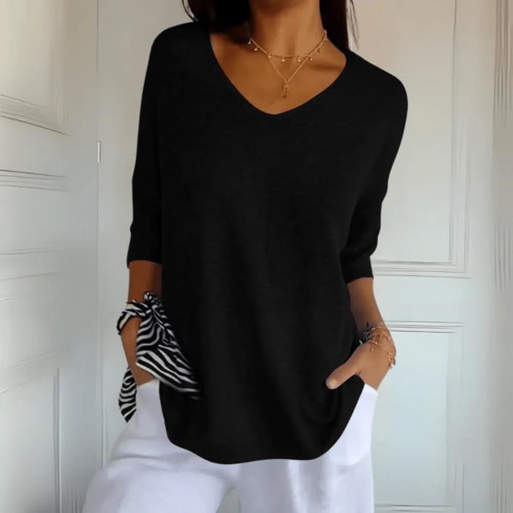 Knitted V-Neck Top
