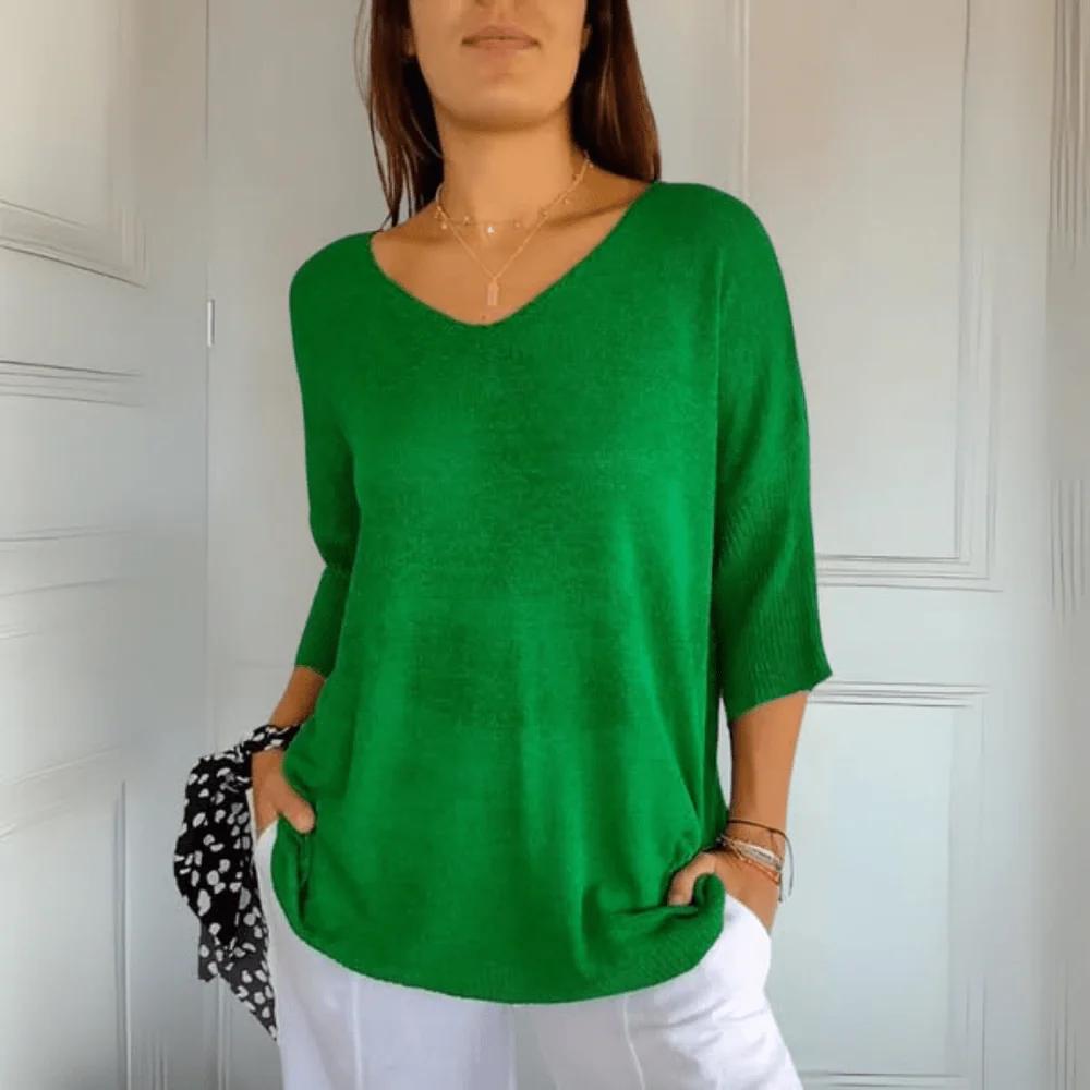 Knitted V-Neck Top