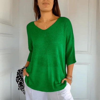 Knitted V-Neck Top