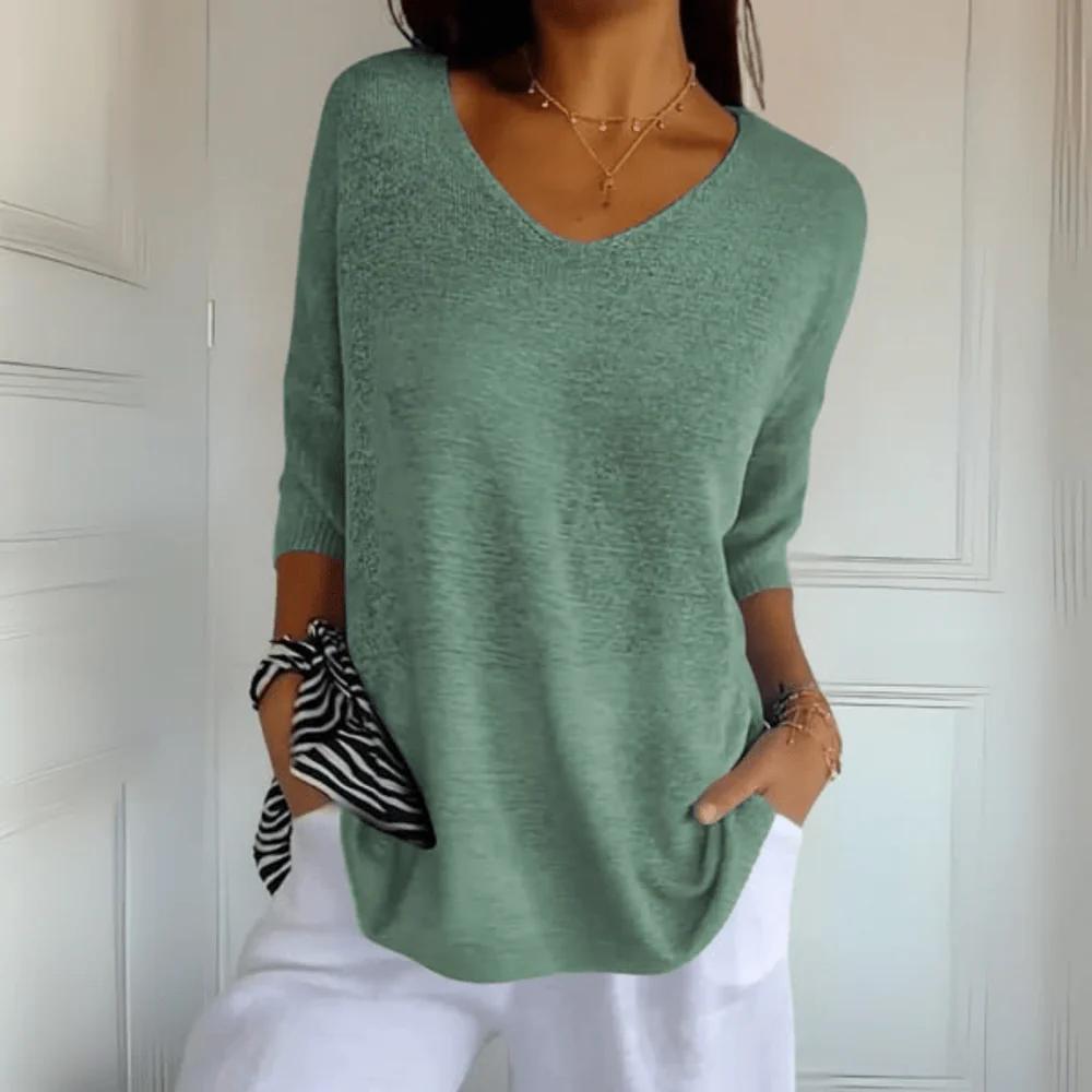 Knitted V-Neck Top