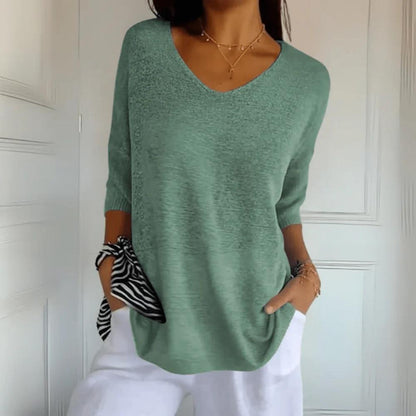 Knitted V-Neck Top