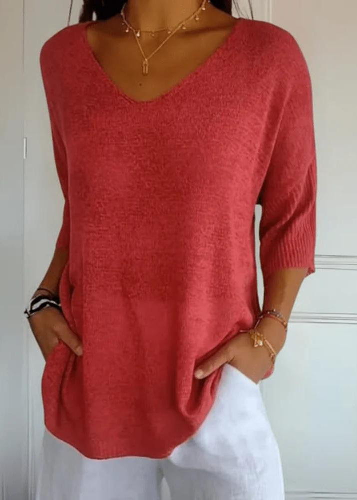 Knitted V-Neck Top