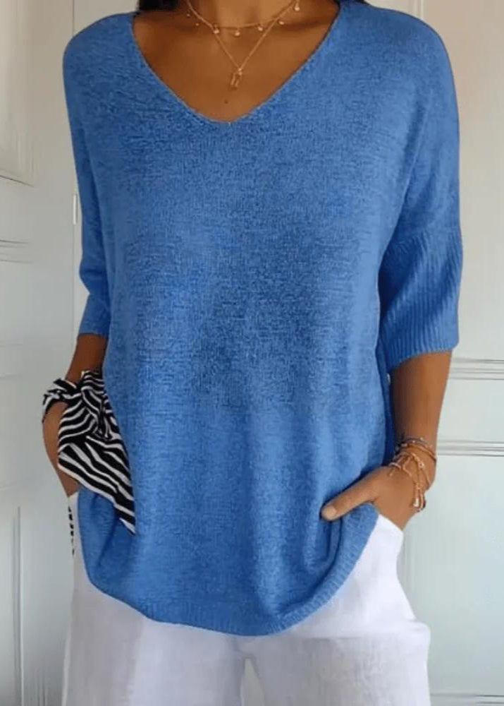 Knitted V-Neck Top