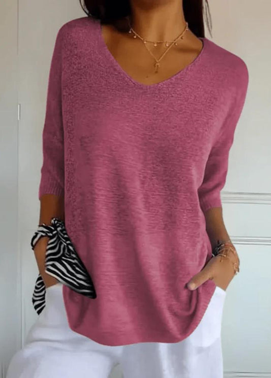 Knitted V-Neck Top