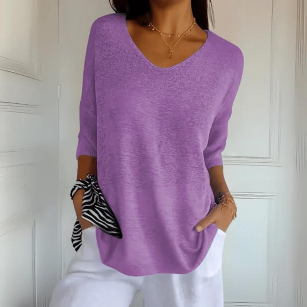 Knitted V-Neck Top