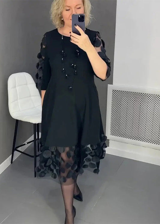Jessy Elegant Polka Dot Mesh Midi Dress