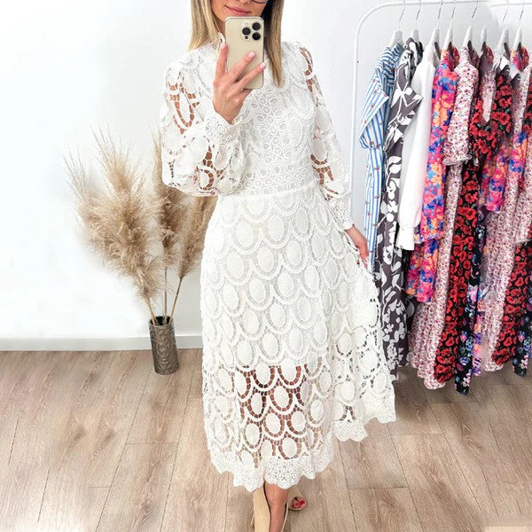 French Lace Bubble Sleeve Dress
