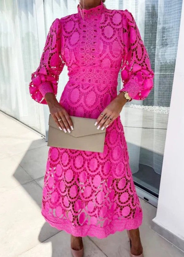 French Lace Bubble Sleeve Dress