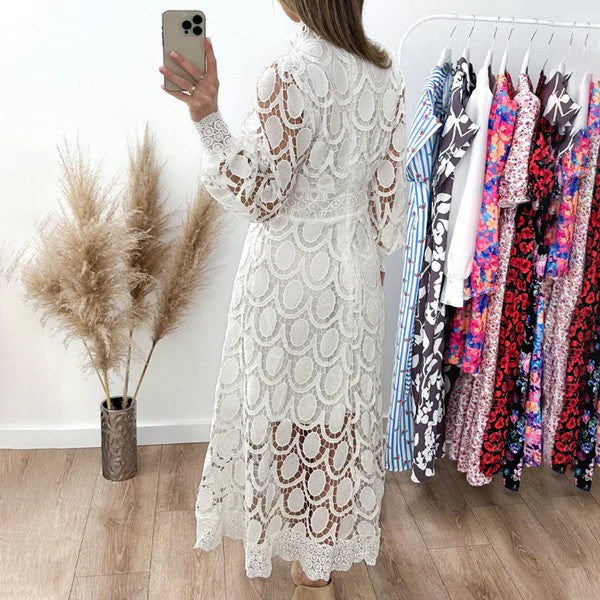 French Lace Bubble Sleeve Dress