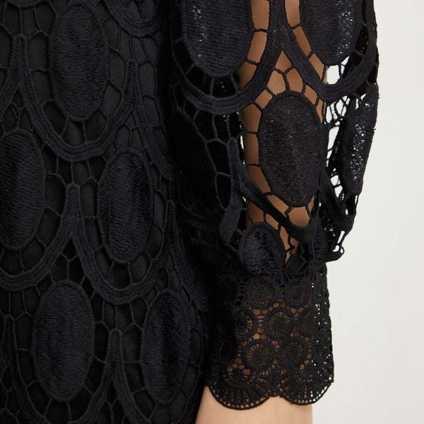 French Lace Bubble Sleeve Dress