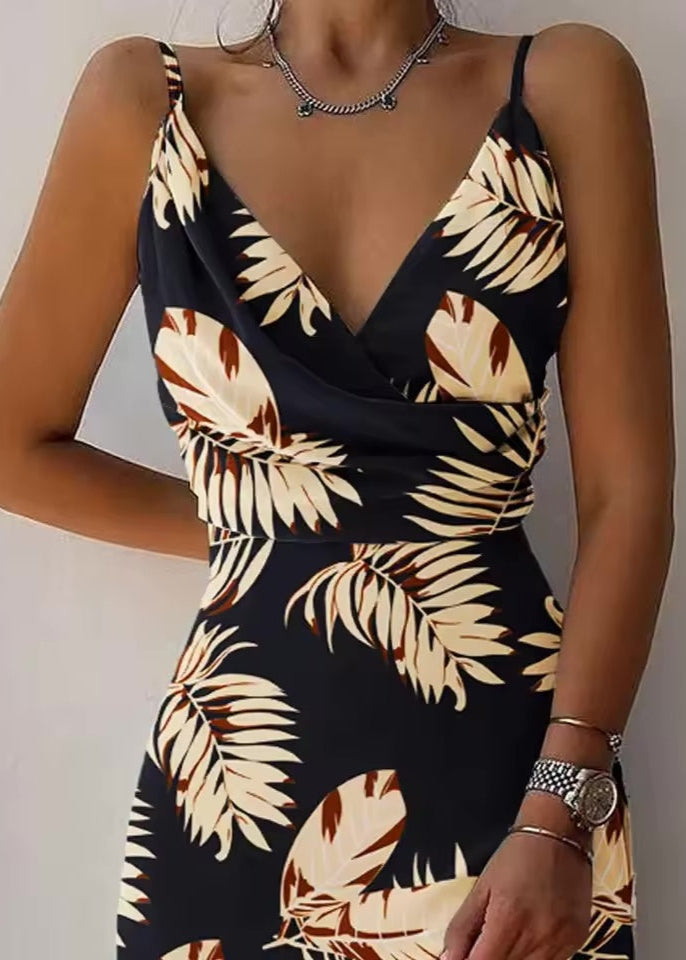 Elegant Printed Strapless Dress