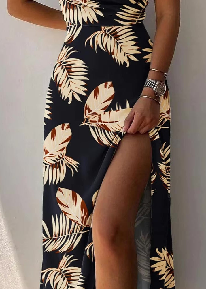 Elegant Printed Strapless Dress