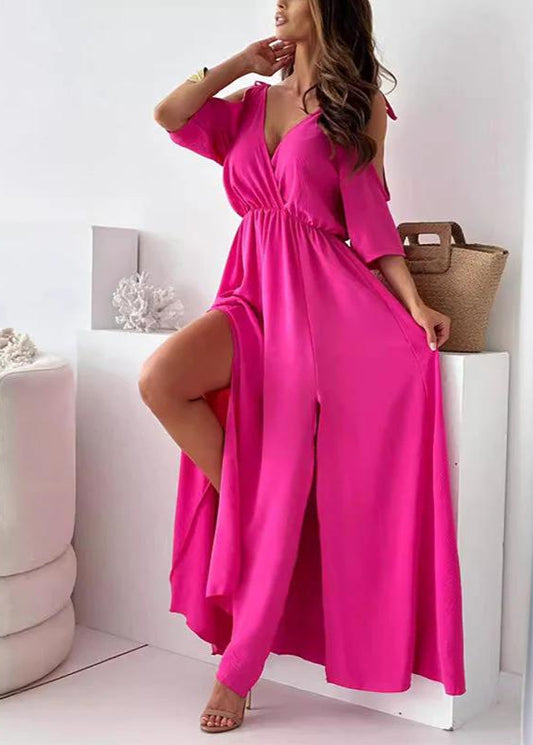 Elegant V-Neck Slit Dress