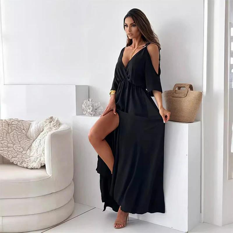 Elegant V-Neck Slit Dress