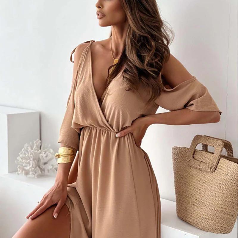 Elegant V-Neck Slit Dress