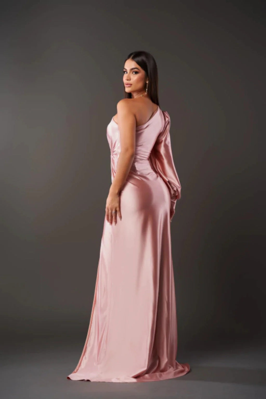 One-Shoulder Satin Maxi Dress