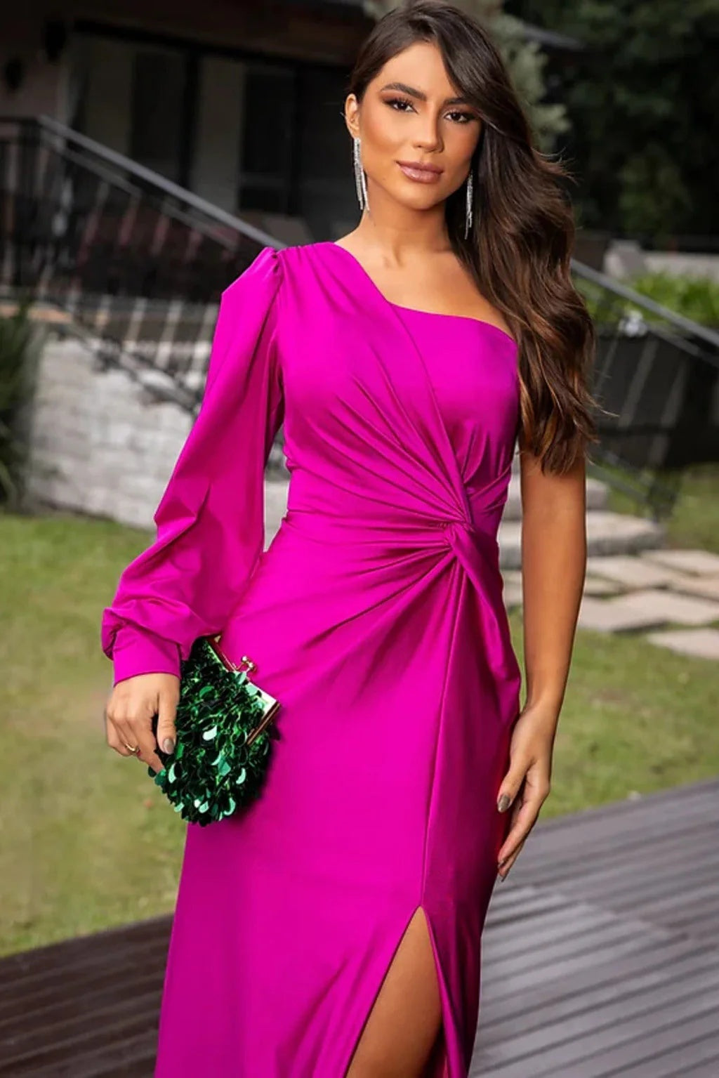 One-Shoulder Satin Maxi Dress