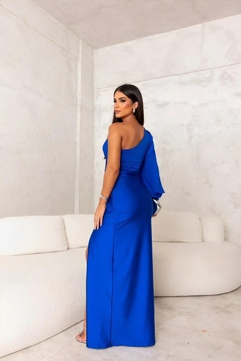 One-Shoulder Satin Maxi Dress