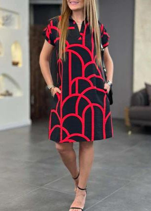 Elegant Short-Sleeve Midi Dress