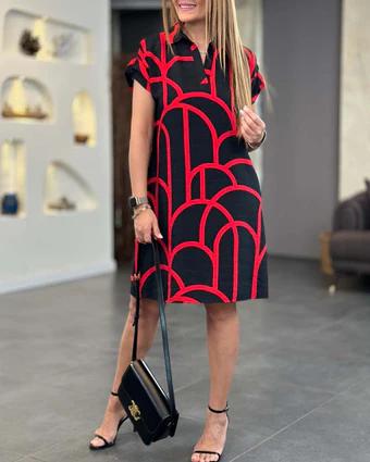Elegant Short-Sleeve Midi Dress