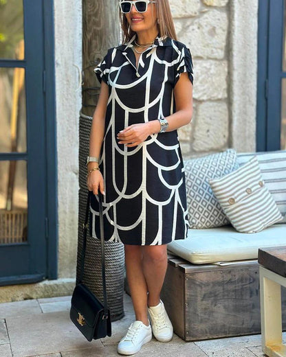 Elegant Short-Sleeve Midi Dress