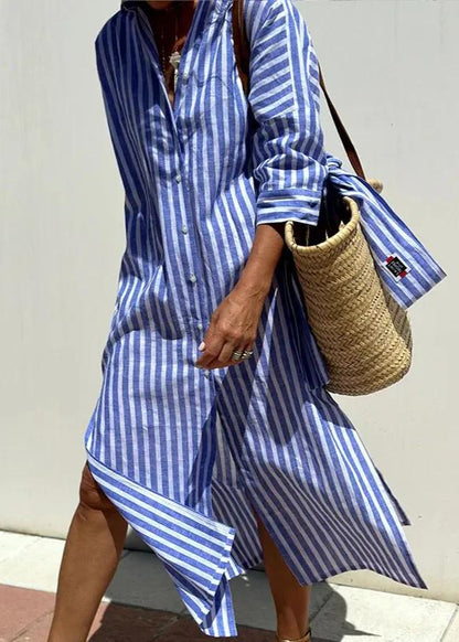 Elegant Striped Shirt Dress